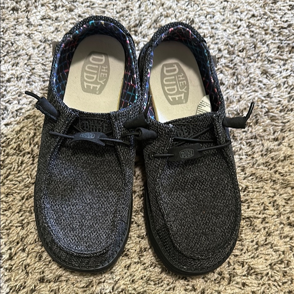 Hey Dude Charcoal Knit Loafers